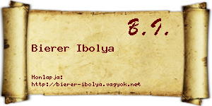 Bierer Ibolya névjegykártya